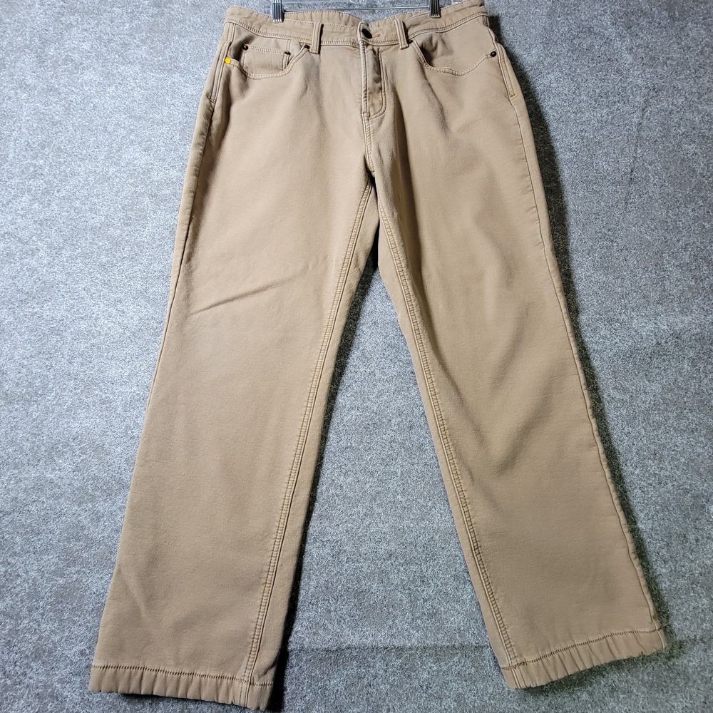CAT Caterpillar Fleece Lined Canvas Pants Mens 36x30 Brown Workwear Flex Utility